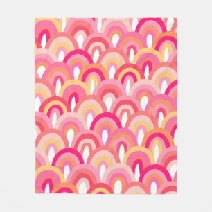 Japanese scallops seamless pattern, colourful rain fleece blanket