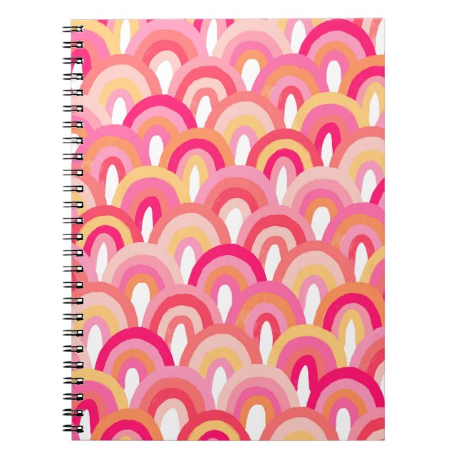 Japanese scallops seamless pattern, colourful rain notebook (Front)