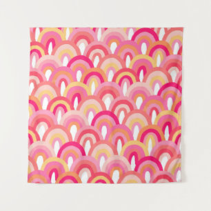 Japanese scallops seamless pattern, colourful rain tapestry