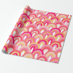 Japanese scallops seamless pattern, colourful rain wrapping paper