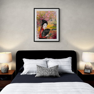 Japanese Scene With A Woman Poster