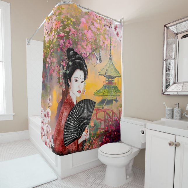 Japanese Scene With A Woman Shower Curtain (In Situ)