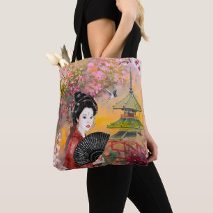 Japanese Scene With A Woman Tote Bag