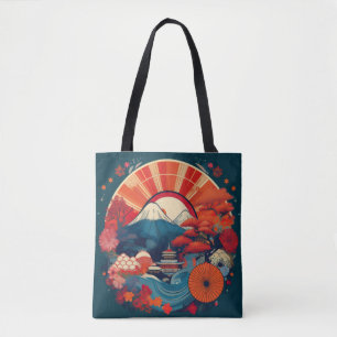 Japanese Scenic Art - Mount Fuji and Pagoda Tote Bag