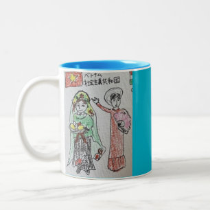 Japanese scribbled & drawn Two-Tone coffee mug