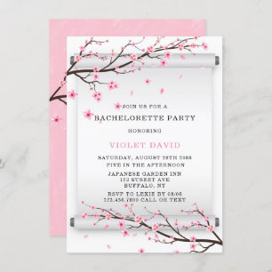 Japanese Scroll Cherry Blossom Bachelorette Party Invitation