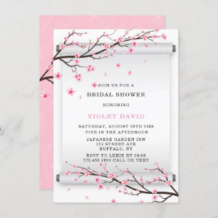 Japanese Scroll Cherry Blossom Bridal Shower Invitation