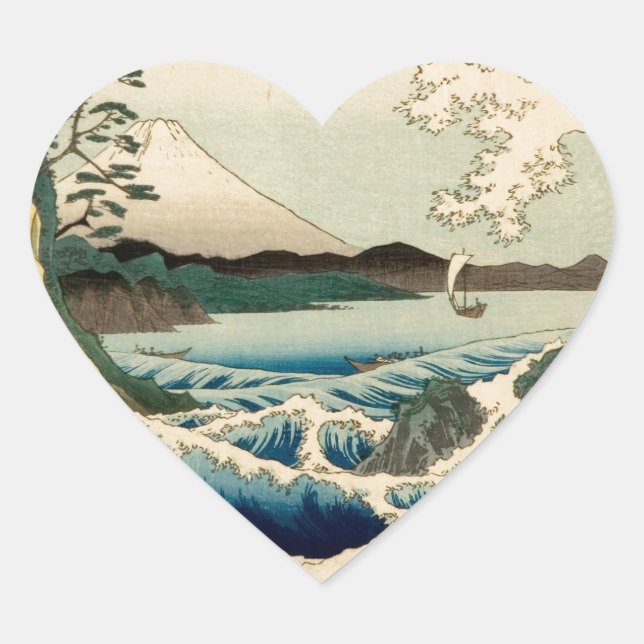Japanese Sea of Satta Hiroshige Art  Heart Sticker (Front)