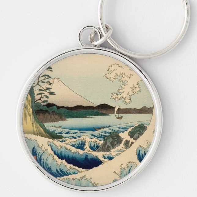 Japanese Sea of Satta Hiroshige Art  Key Ring (Front)