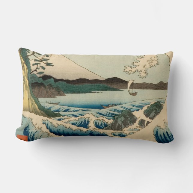 Japanese Sea of Satta Hiroshige Art  Lumbar Cushion (Front)