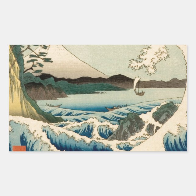Japanese Sea of Satta Hiroshige Art  Rectangular Sticker (Front)
