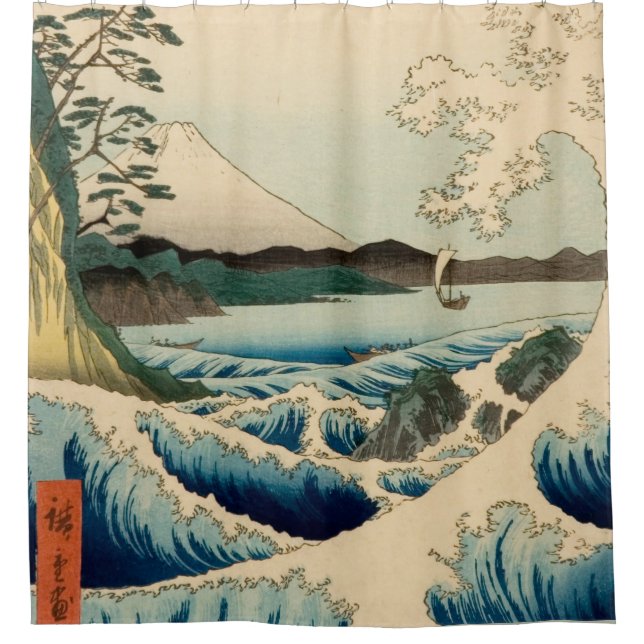 Japanese Sea of Satta Hiroshige Art  Shower Curtain (Front)