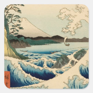 Japanese Sea of Satta Hiroshige Art Square Sticker