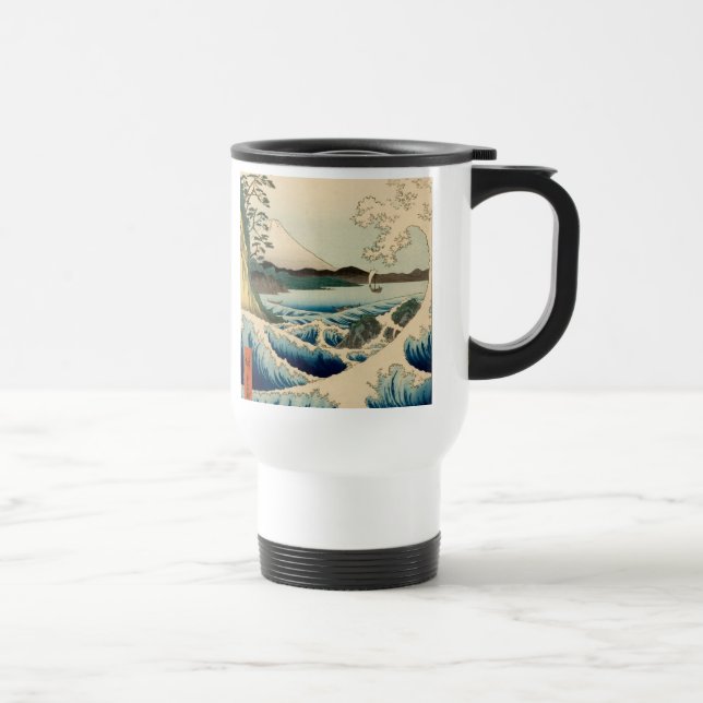 Japanese Sea of Satta Hiroshige Art  Travel Mug (Right)