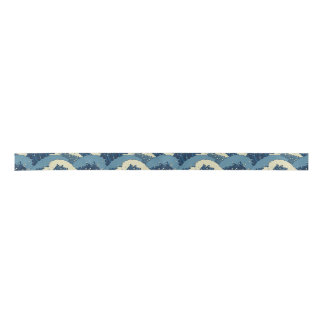 Japanese sea waves pattern satin ribbon