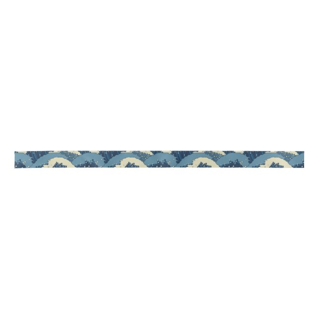 Japanese sea waves pattern satin ribbon (Front)