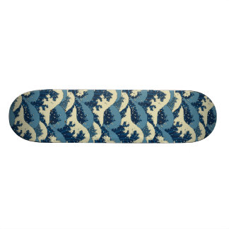 Japanese sea waves pattern skateboard