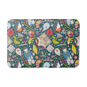 Japanese Seamless Pattern Bath Mat