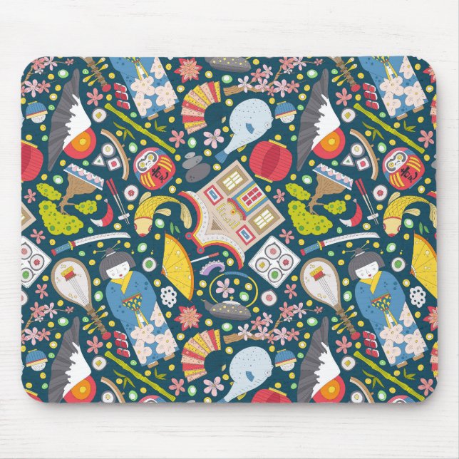 Japanese Seamless Pattern Mouse Mat (Front)