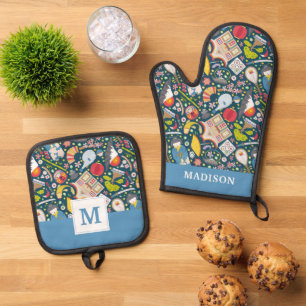 Japanese Seamless Pattern Oven Mitt & Pot Holder Set