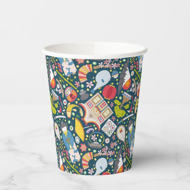 Japanese Seamless Pattern Paper Cups (Left)