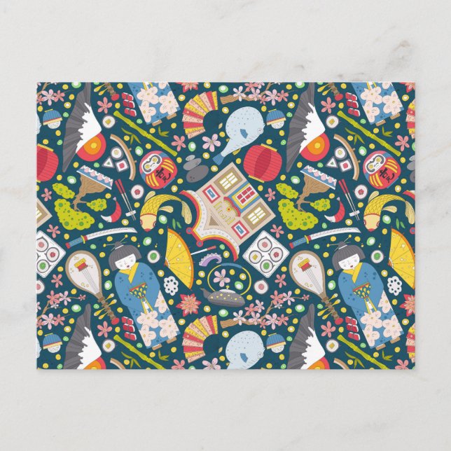 Japanese Seamless Pattern Postcard (Front)