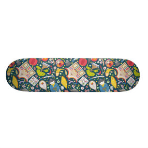Japanese Seamless Pattern Skateboard