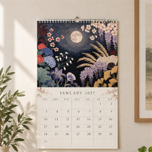 Japanese Seasonal Flowers Woodblock Calendar