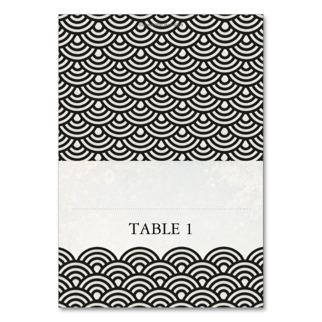 Japanese Seigaiha Foldable Place Card Setting (Front)