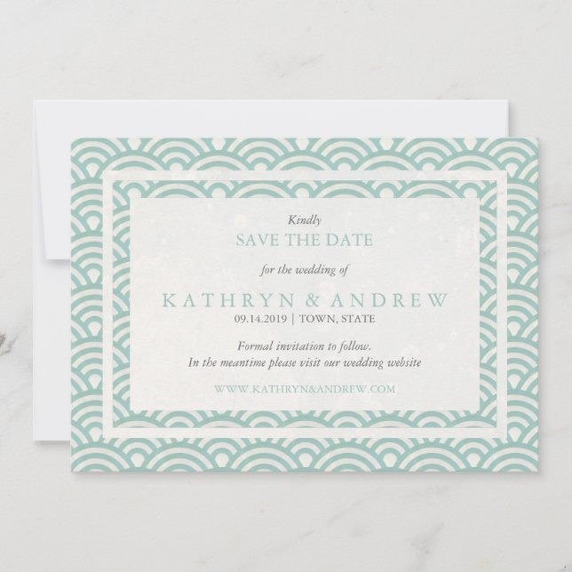 Japanese Seigaiha Save The Date Without Photo (Front)