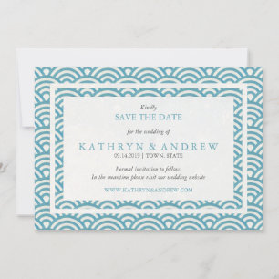 Japanese Seigaiha Save The Date Without Photo