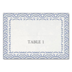 Japanese Seigaiha Stylised Waves Elegant Wedding Table Number