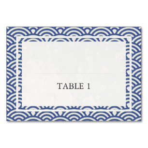 Japanese Seigaiha Stylised Waves Elegant Wedding Table Number