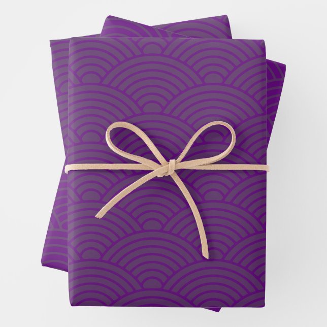 Japanese Seigaiha Wave | Grimace Purple Wrapping Paper Sheet (In situ)