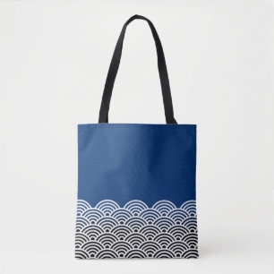 Japanese Seigaiha Wave Pattern Tote Bag