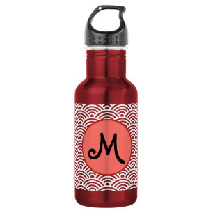 Japanese Seigaiha Wave Pattern with Monogram 532 Ml Water Bottle