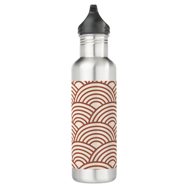 Japanese Seigaiha Wave Rust Terracotta 710 Ml Water Bottle (Right)
