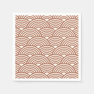 Japanese Seigaiha Wave Rust Terracotta Napkin