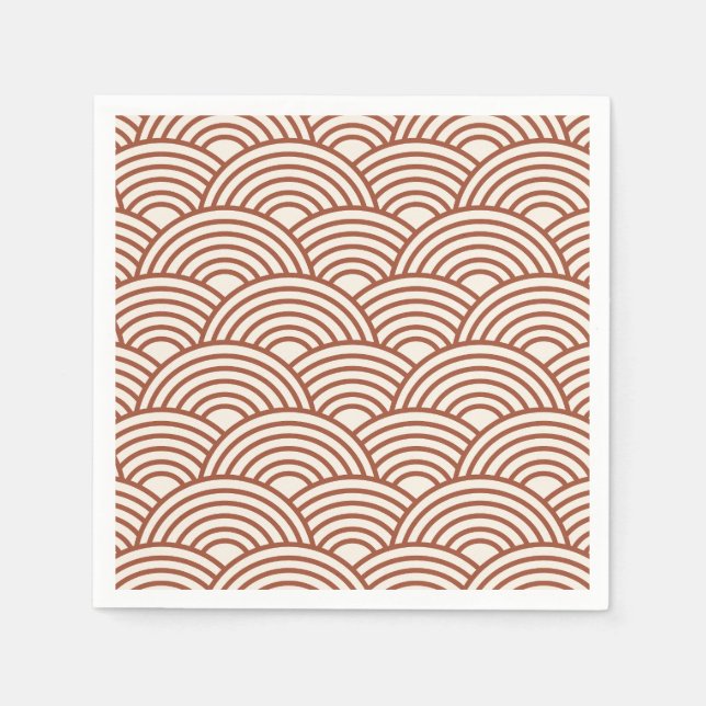 Japanese Seigaiha Wave Rust Terracotta Napkin (Front)