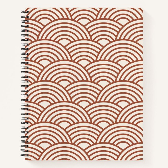 Japanese Seigaiha Wave Rust Terracotta Notebook (Front)
