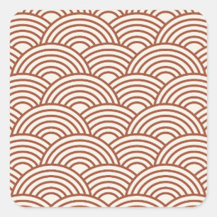 Japanese Seigaiha Wave Rust Terracotta Square Sticker