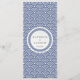 Japanese Seigaiha Waves Elegant Beach Wedding Menu