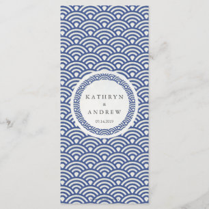 Japanese Seigaiha Waves Elegant Beach Wedding Menu