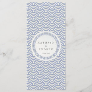 Japanese Seigaiha Waves Elegant Beach Wedding Menu