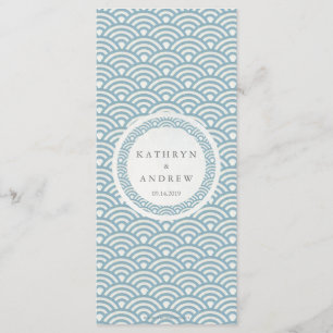 Japanese Seigaiha Waves Elegant Beach Wedding Menu