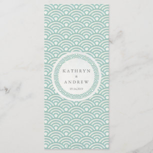 Japanese Seigaiha Waves Elegant Beach Wedding Menu