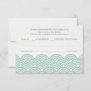 Japanese Seigaiha Waves Elegant Beach Wedding RSVP