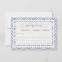 Japanese Seigaiha Waves Elegant Beach Wedding RSVP