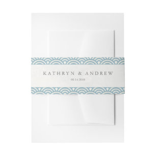 Japanese Seigaiha Waves Elegant Blue + White Invitation Belly Band