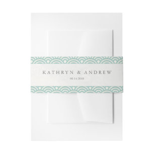 Japanese Seigaiha Waves Elegant Seafoam Green Invitation Belly Band